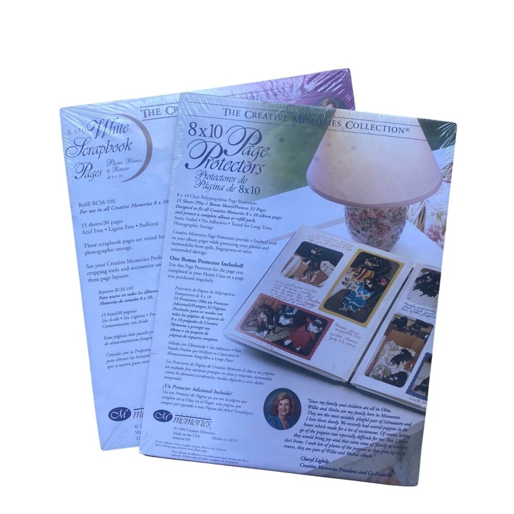 Creative Memories 8x10 Scrapbook 15 White PAGES Refill + 15 Page PROTECTORS New